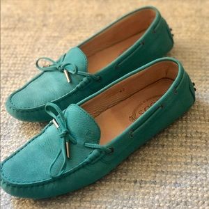 Tod’s Gommino Driving Shoes Turquoise Suede